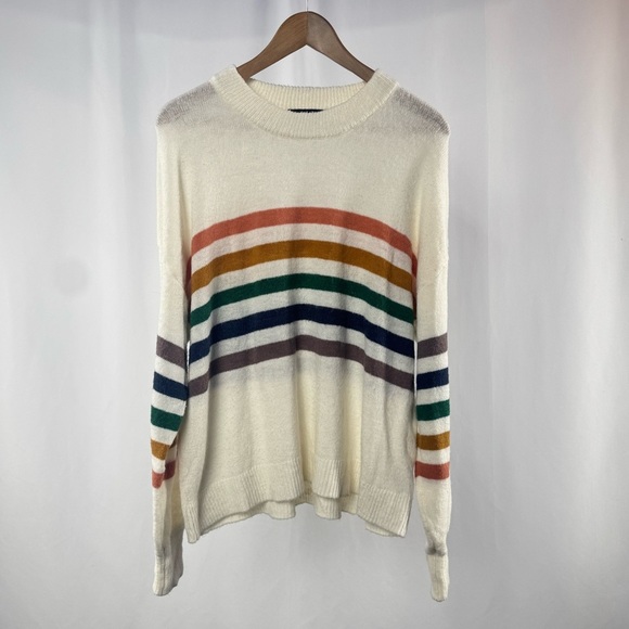 Lulus Heart to Heart Striped Sweater in Ivory Multi Size Small - Picture 3 of 10